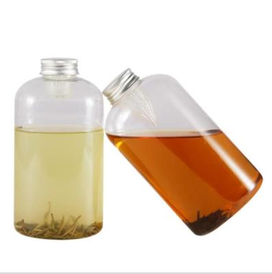 China Spray Cold Bottles And Sprayers Tea Bottle With Same 500MLPET Disposable Plastic Beverage Bottle Flower Juice With Red Filter Milk Tea Bottle for sale