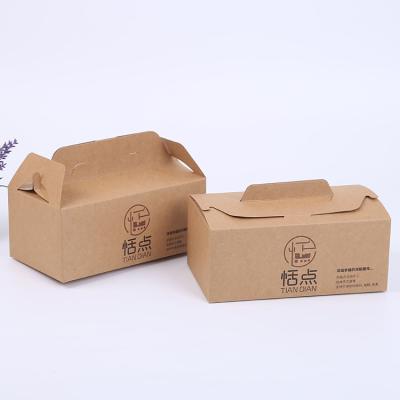 China Nature Custom Color Recycled Materials Logo Biodegradable Kraft Paper Boxes With Handle For Food Packaging for sale