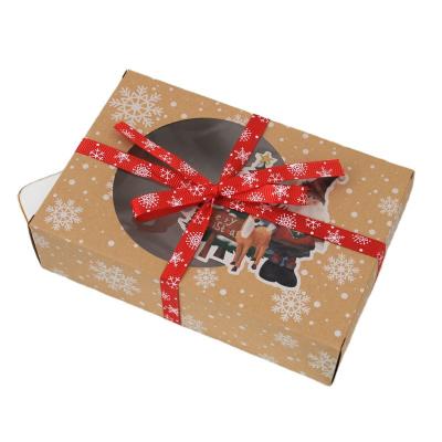 China Recycled Materials 2021 Hot Sale Candy Dessert Wrapping Paper Snow Flower Christmas Box With PVC Window for sale