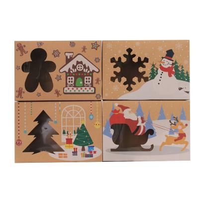 China Recycled Materials 2021 New Design Wholesale Cookies Packaging Box With Window Christmas Cookie Box for sale