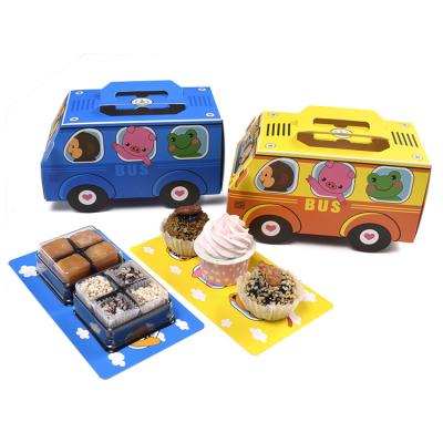 China Recycled Materials Animals Bus Birthday Treat Candy Boxes Birthday Party Cookies Sweets Gift Box With Handle for sale