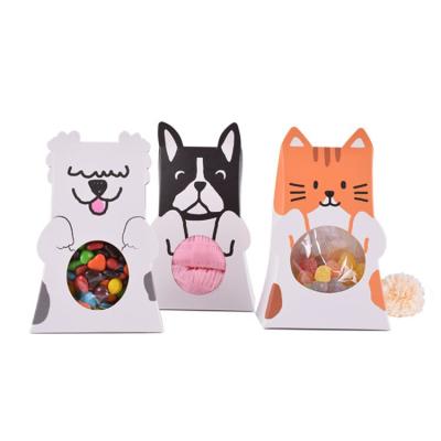 China Recycled Materials Wholesale Cute Candy Obvious Biscuit Cookie Folding Cavity Color Cat Paper Gift Box Pet Cat Paper Packaging Box for sale