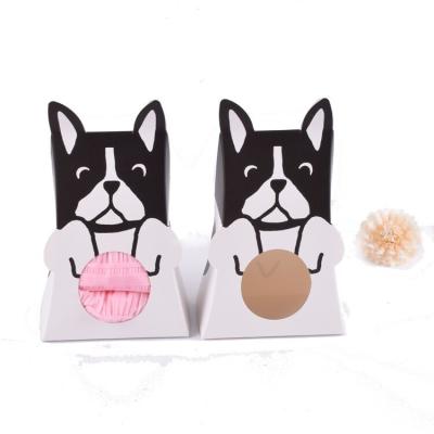 China Recycled Materials Wholesale Cute French Bulldog Design Candy Boxes Chocolate Paper Folding Package Box For Party for sale