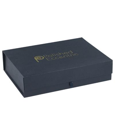 China Handmade Large Black Luxury Custom Foldable White Paper Cardboard Magnetic Black Gift Box With Ribbon for sale