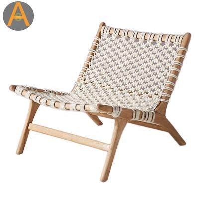 China High Quality Outdoor All Weather Outdoor Teak Chair Furniture Rope Woven Deck Patio Sofa for sale