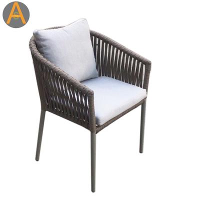 China All Weather Outdoor Outdoor Rope Chair Aluminum Outdoor Dining Chair Balcony Furniture Outdoor Dining Chair for Patio Garden for sale