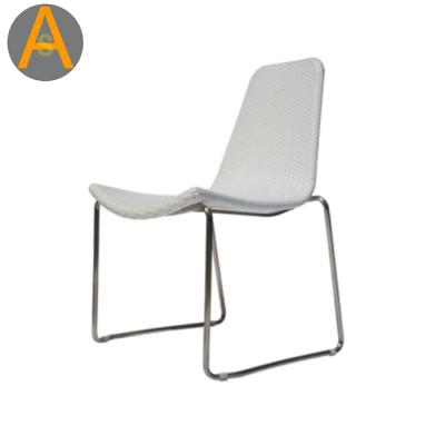 China Hot Selling Furniture Furniture Cafe Rattan Chair Stainless Steel White Rattan Outdoor All Weather Outdoor Garden Low Chair for sale