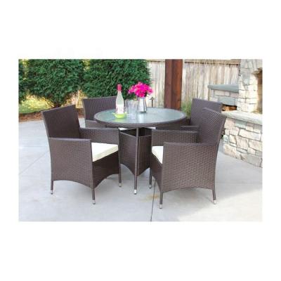 China All Weather Outdoor Furniture Rattan Wicker Furniture Fairy Garden Outdoor Dining Set Outdoor Round Patio Rattan Dining Chair Table Set for sale