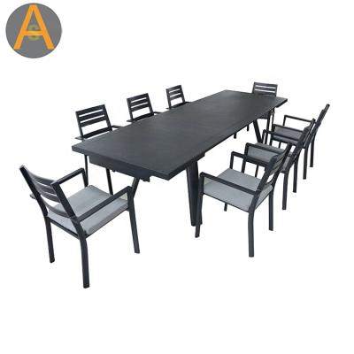 China Outdoor Weather Furniture Outdoor Furniture Outdoor Extension Table and Chair Set Aluminum Garden Table Set for sale