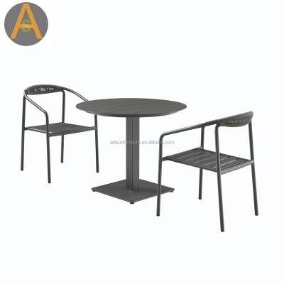 China Hotel Weather Furniture Outdoor Weather Furniture Modern Teak Dining Table Set Outdoor Aluminum Rope Chair and Table Set for sale