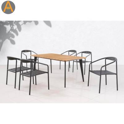 China Outdoor Original Outdoor Design Outdoor Furniture Rope Chair Teak Table Set All Weather Garden Patio Dining Set for sale