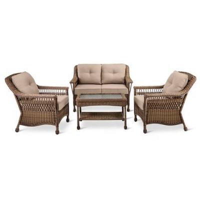 China Outdoor Weather Furniture Weather Balcony Sofa Set Garden Rattan Wicker Sets Cheap Rattan Sofa for sale