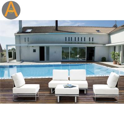 China Modern White Villa Balcony Furniture Waterproof Stainless Steel Patio Sofa Set for sale