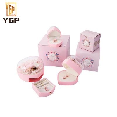 China Wholesale Custom Flower Romantic Acrylic Transparent Box Flip Heart Jewelery Gift Box Romantic Jewelry Storage Box for sale