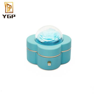 China Eternal Gift Box Romantic Clover Flower Valentine's Day Flower Drawer Jewelry Box Ring Necklace Jewelry Packing Case for sale