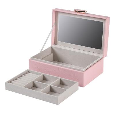 China Various Metal Buckle Factory Sale Jewelry Suitcase Double Layer Jewelry Storage Box for sale