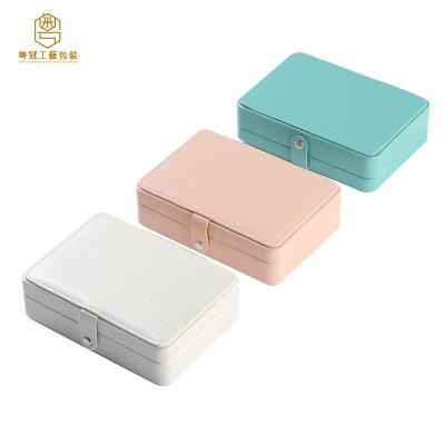 China Wholesale Metal Buckle Factory PU Jewelry Box Ring Earring Lipstick Cosmetics Portable Leather Square Storage Box Small for sale