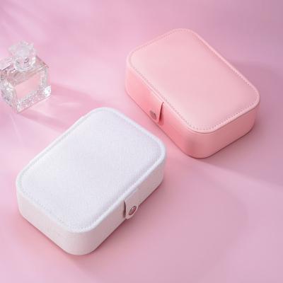 China New PU Leather+plastic+velvet casegrace jewelry box double-layer earring earrings portable leather earrings ring jewelry storage box wholesale for sale