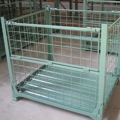 China Stackable Wire Mesh Pallet Cage Foldable Steel Mesh Box Pallet Heavy Duty Corrosion Protection Industrial Metal for sale