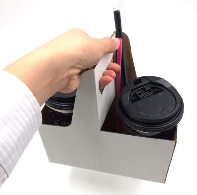 China Disposable Eco-Friendly Stocked Biodegradable Coffee Cup Carrier 2 Take Out Cardboard With Printing Paper Custom Cup Holders for sale