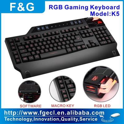 China ERGONOMIC Programmable RGB LED Gaming Keyboard with NKRO Software and Function for sale