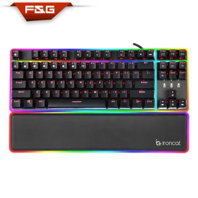 China 2020 Newest Plug And Play 87 Key Mechanical Keyboard With RGB LED Backlight Handholder for sale