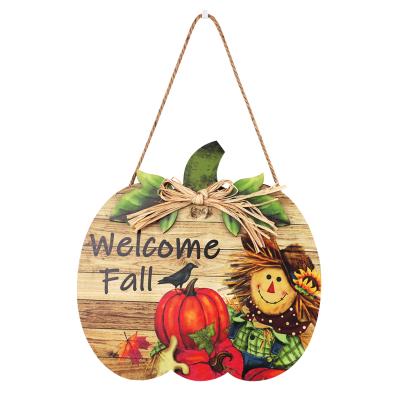 China Plywood 2021 new hot sale thanksgiving welcome door pumpkin home decoration crafts for sale