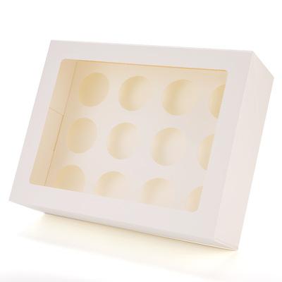 China Biodegradable Factory Customized White Kraft Paper Pastry Box With Inserts 12 Cavity Cake Box For 12 Hole Cupcake for sale