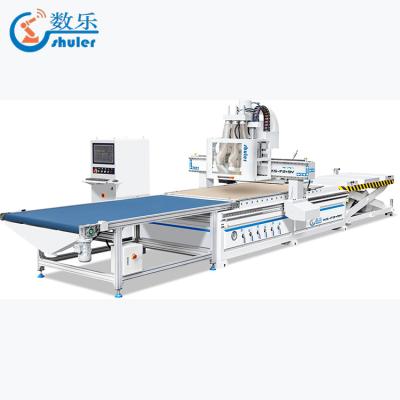 China Furniture Production Double Station CNC Cutting Machine with 2X6KW Spindles and 9V Drilling Kit Wood CNC Router for Panel MDF Cabinet for sale