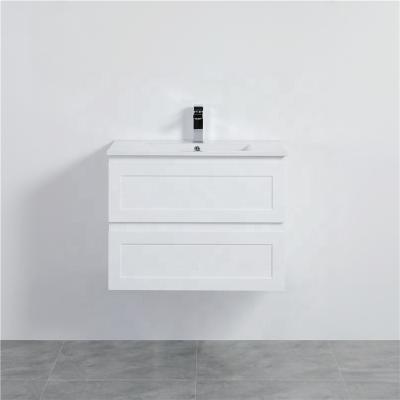 China Modern Assembly Bathroom Cabinet High Gloss Finish 750mm White Wall Cabinet With Soft Closing Drawers for sale