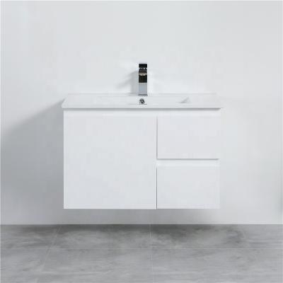 China Modern Chinese Cheap Wet Wall Waterproof Bathroom Floating Small Wash Basin 18mm PVC Bathroom Cabinet for sale