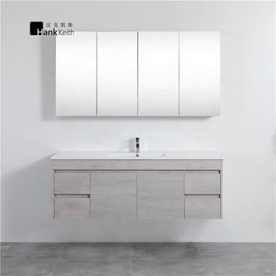 China Modern Waterproof And High Mositure Heavy Duty 60 Inch Luxury Solid Surface Floating Double Sink Bathroom Vanity Used Bathroom Cabinet for sale