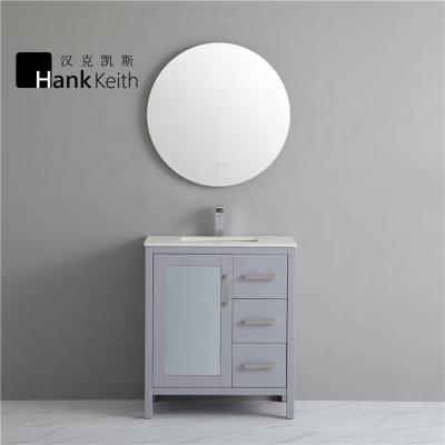 China Hotsale Modern European Style Waterproof PVC Wall Mount Design Slate Countertop Vanity Bathroom Cabinet for sale