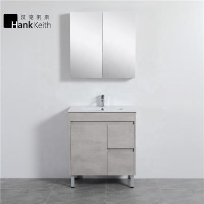 China Waterproof and High Resistant Furniture Washbasin Wooden Mositure Bathroom Cabinet Vanity with Agglomerated Stone Countertop for sale