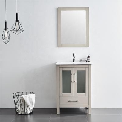 China Industrial French Style Solid Wood Bathroom Vanity Cabinet Set For Hotel for sale