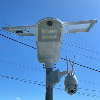 China Theme Park 50w 100W All in One Smart Solar Camera LED CCTV Solar LED Street Light 80w 4G Solar Street Lights Manufacture Wind Turbine Anti-Corrosion for sale