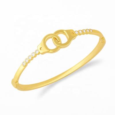 China Trendy Luxury Jewelry CZ Pave Gold Restriction Link Chain Coffee Bean Butterfly Cuff Bangles For Women for sale