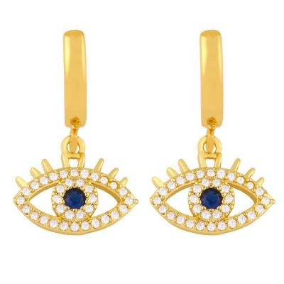 China Small Blue Turkish Religious CZ Zircon Eye Stud Earrings For Women for sale