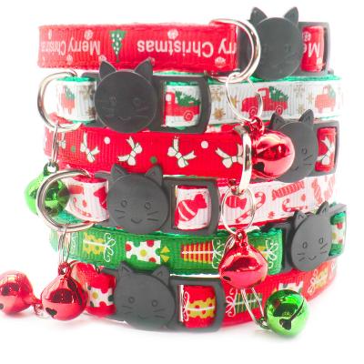 China Viable Dog Cat Neck Accessories Print Collar Para Perro de Bells Pet Collar Christmas Tree Bow Tie Dog for sale