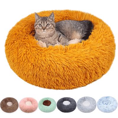 China Colorful Round Removable Plush Autumn/Winter Plush Pet Nest Bed Cover Dichroic Colorful Indoor Dichroic Bed Sets For Cats/Dogs for sale