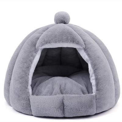 China Wholesale Viable Pet Nest Washable Fluffy Cat Puppy Pet Soft Sofa Partially Enclosed Pet Beds for sale