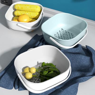 China Nafenai Double-Layer Kitchen Fruit and Vegetable Storage Viable Drainage Tool Plastic Fruit and Vegetable Drain Basket for sale