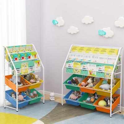 China Nafenai 2021 New Design Multilayer Toy Floor Picture Book Shelves Kids Room Toy Book Shelf Modern Storage Rack for sale