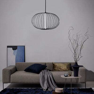 China New Retro Chinese Style Metal Wire Chandelier Lantern Modern Creative Home Decor Round Woven Light Cover for sale