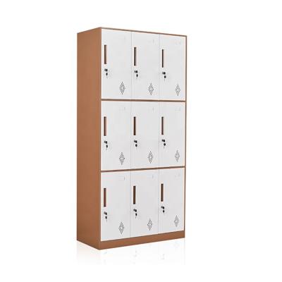 China Home/Office/Gym Locker 9 Metal Door for Storage Bags and Clothes Locker Storage Cabinet School Steel Locker for sale