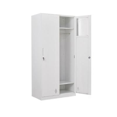 China White Steel Clothing Storage 2 Door Wardrobe Cloakroom Cabinet Locker for sale