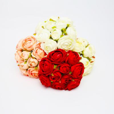 China 10 Heads Wholesale Artificial Camellia Bud Artificial Flowers For Home Wedding Decoration for sale