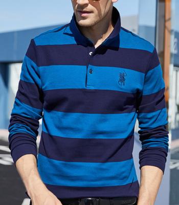 China Timtex Polo Shirt Long Sleeve Striped Polo Shirt QUICK DRY Custom Men for sale