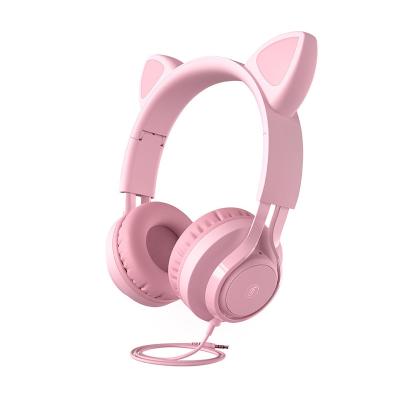 China Cute Cat Ear Headphones Girls Gift Headband Kids Wireless Headset With Mic Bass Headband EP08 Games Headphones Have Microphone for sale