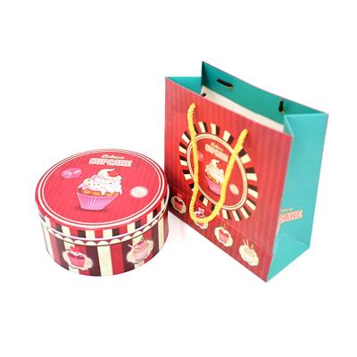 China Recyclable Round Shape Food Tin Packing Crate Chocolate Tin Box With Gift Purse for sale